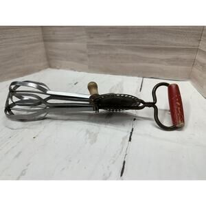 Vintage Edlund Company Egg Beater Hand Mixer Red Handle